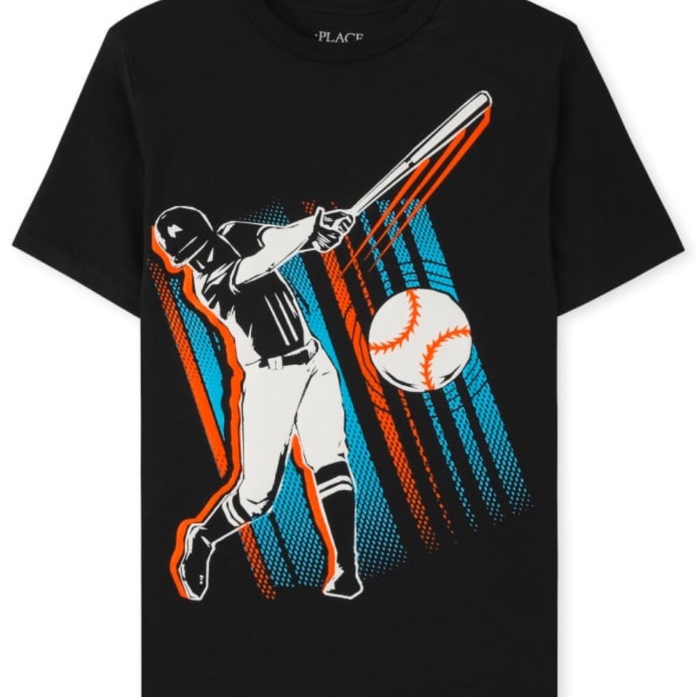 Kids Black Baseball Graphic Tee 100% cotton